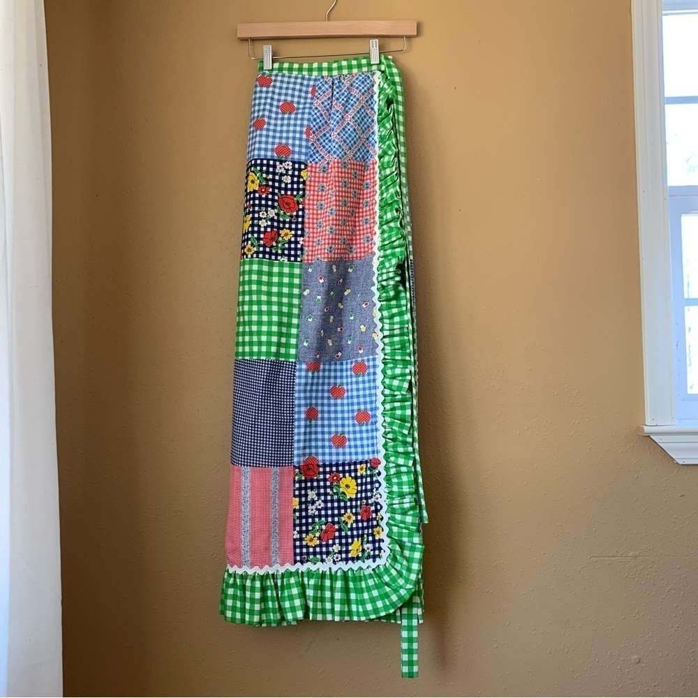 Vintage 70s Mountain Artisans Original Patchwork Quilt Maxi Wrap Around Skirt